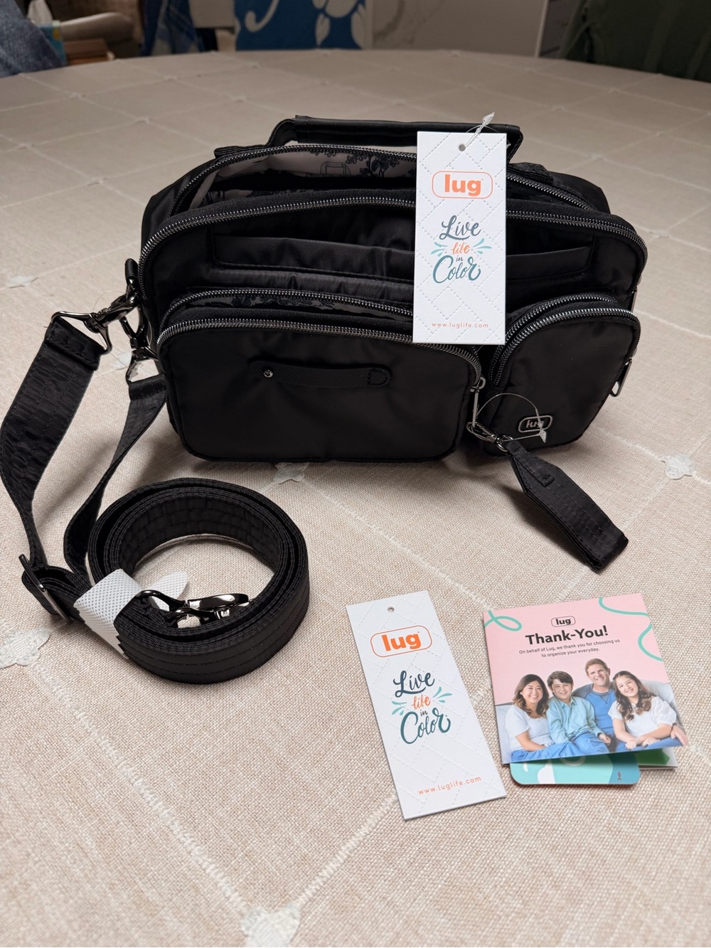 lug Black Multi-Zip Crossbody Organizer Bag